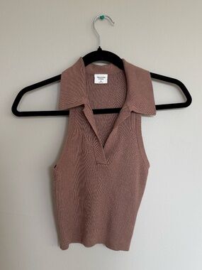 Abercrombie Tan Polo Crop Top | Light Brown | Stretchy | Size XS-M